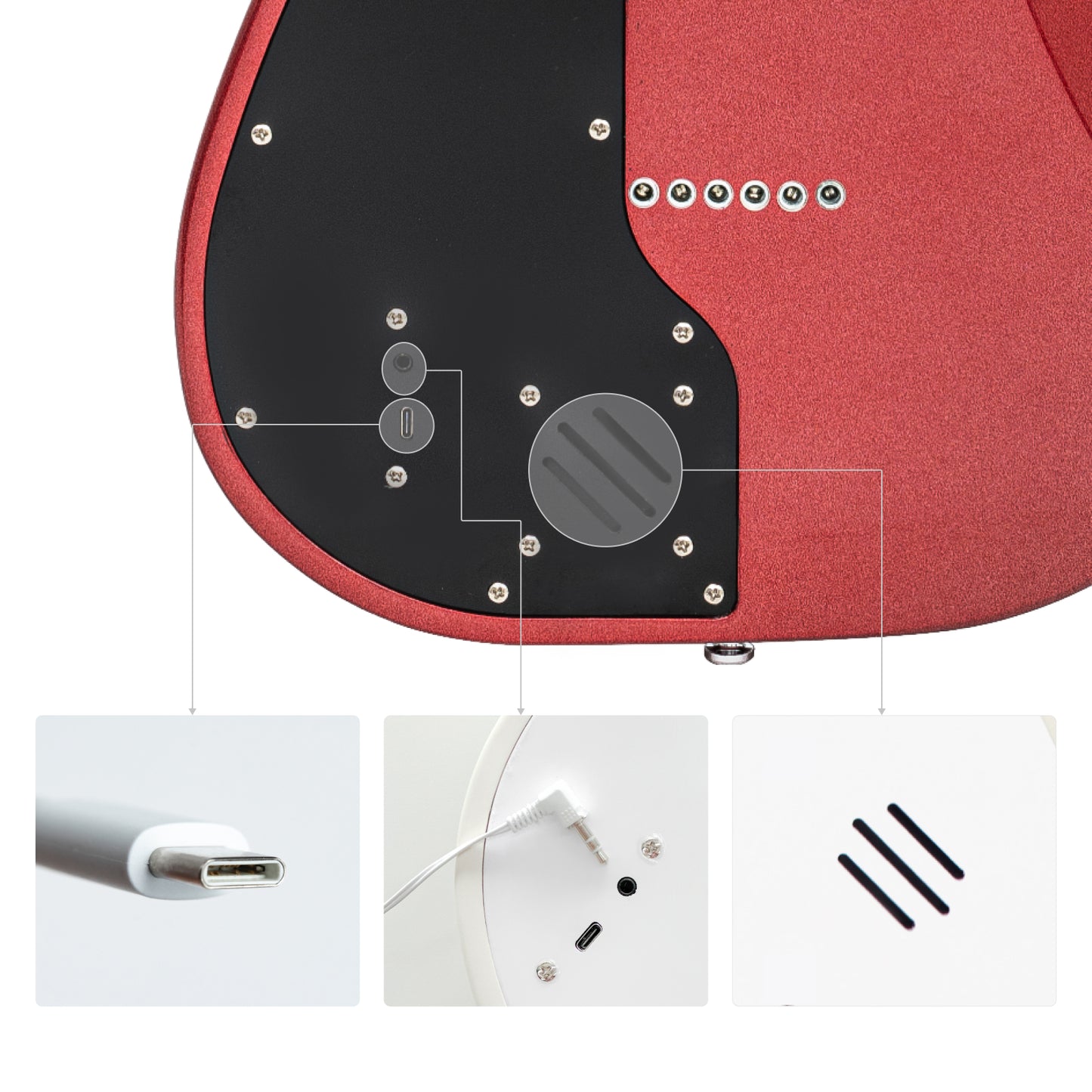 PEOZ Smart Guitar – 30 Built-in Effects, App Control, 5W Speaker, Strat-Type, Easy Setup for Home Studio, Street Performance, and Beginners