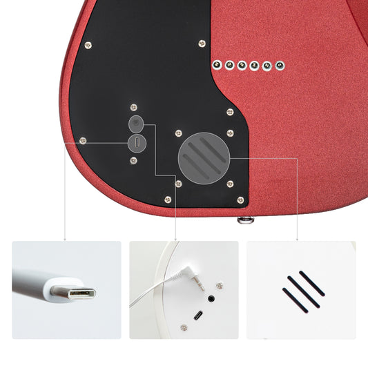 PEOZ Smart Guitar – 30 Built-in Effects, App Control, 5W Speaker, Strat-Type, Easy Setup for Home Studio, Street Performance, and Beginners